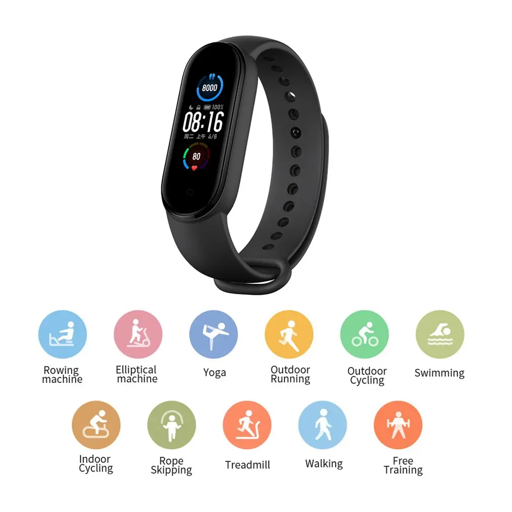 Новинка Xiaomi Mi Band 5 оригинальный браслет Miband для xiaomi 3/4/5 Браслет Смарт часы Bluetooth