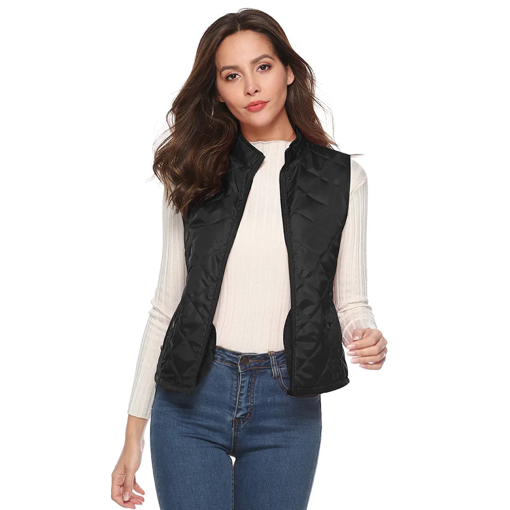 Jaycosin 2019 Winter Warm Casual Leisure Waistcoat Coat Women Thick Solid Color Jackets Comfortable Sleeveless Jacket Coat 31#4