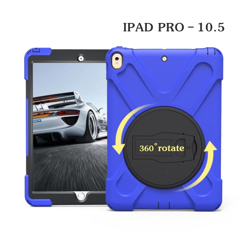 360 Rotating Kickstand Case for iPad Pro 10.5/Air 10.5 Kids Shockproof Armor Protective Cases Cover With Hand Strap+Gifts