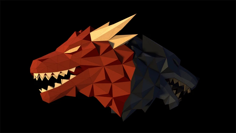 Game of Power Dragon Mother 3D Paper Puzzles Red Dragon Head Models Adult Gift Kids Wall Decorations Home Decor DIY Toys Art