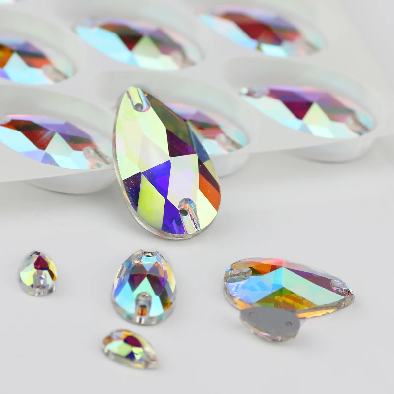 Оптовая продажа QL Crystal DR пришивные стразы AB кристально чистые плоские для Diy сумок