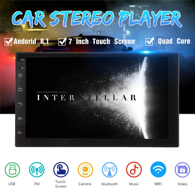 

Car Video Player 7Inch for Android 8.1 1G+16G Car Stereo Radio Quad Core 2DIN IPS MP5 Player Subwoofer WiFi GPS bluetooth