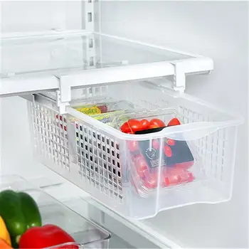 

Smart Design Refrigerator Pull Out Bin Home Organizer Extendable Handle for Fridges Freezers Food Storage Kitchen