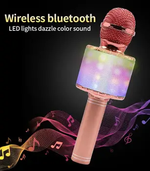 

BEESCLOVER Bluetooth Wireless Microphone LED Light Flashing Microphone 858L Bluetooth Wireless Capacitor With Light Microphone