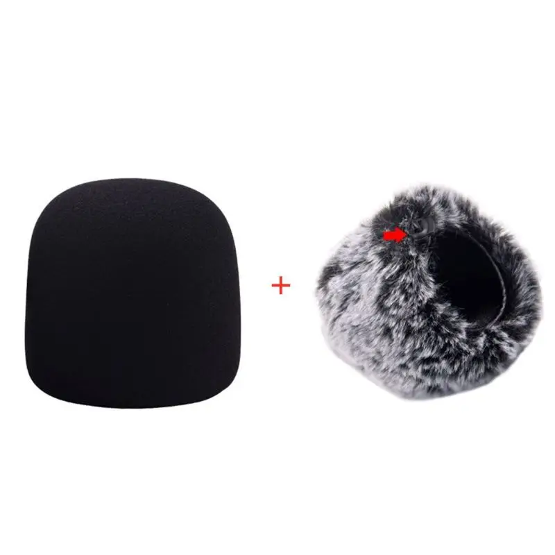 Black with Cover Губка микрофон крышка искусственный мех Mic муфта для лобового стекла для синего YE-TI NANO - Цвет: Black with Cover