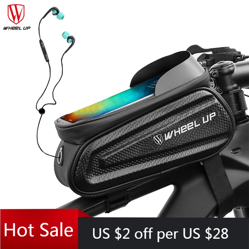 

Wheel Up 7.0 Inch Waterproof Bicycle Bag Frame Front Top Tube Hard Shell Bag Phone Case Touchscreen Bag MTB Bike Accessories