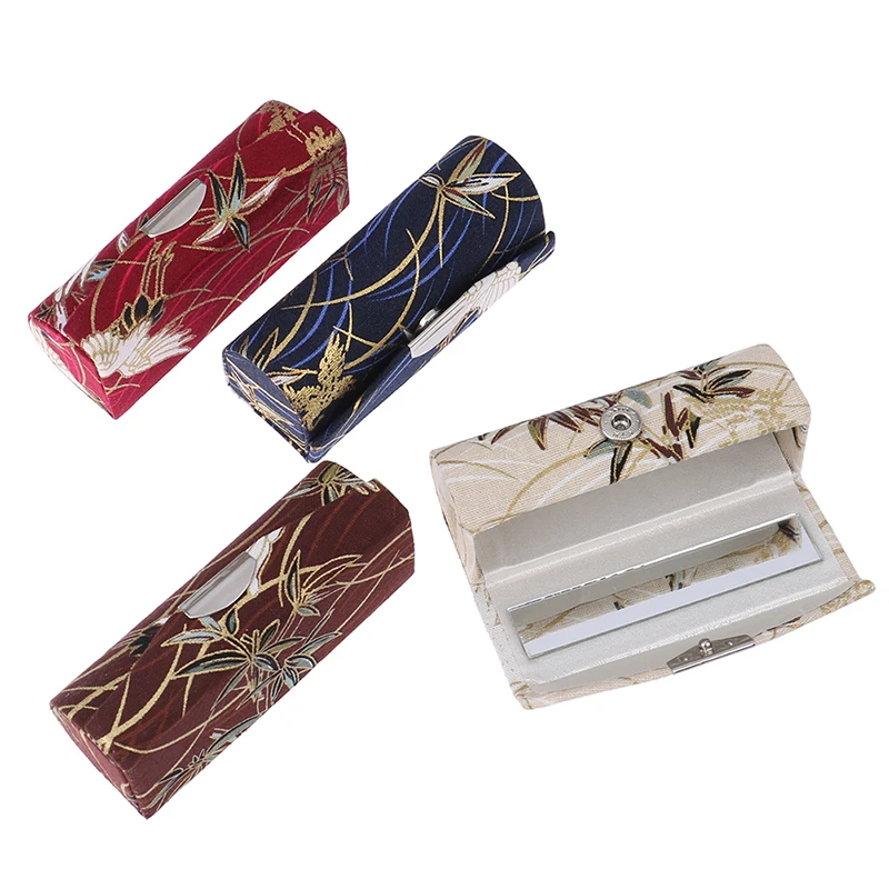 1PCS Retro Lipstick Case Satin Embroidered Lipstick Case Holder Box
