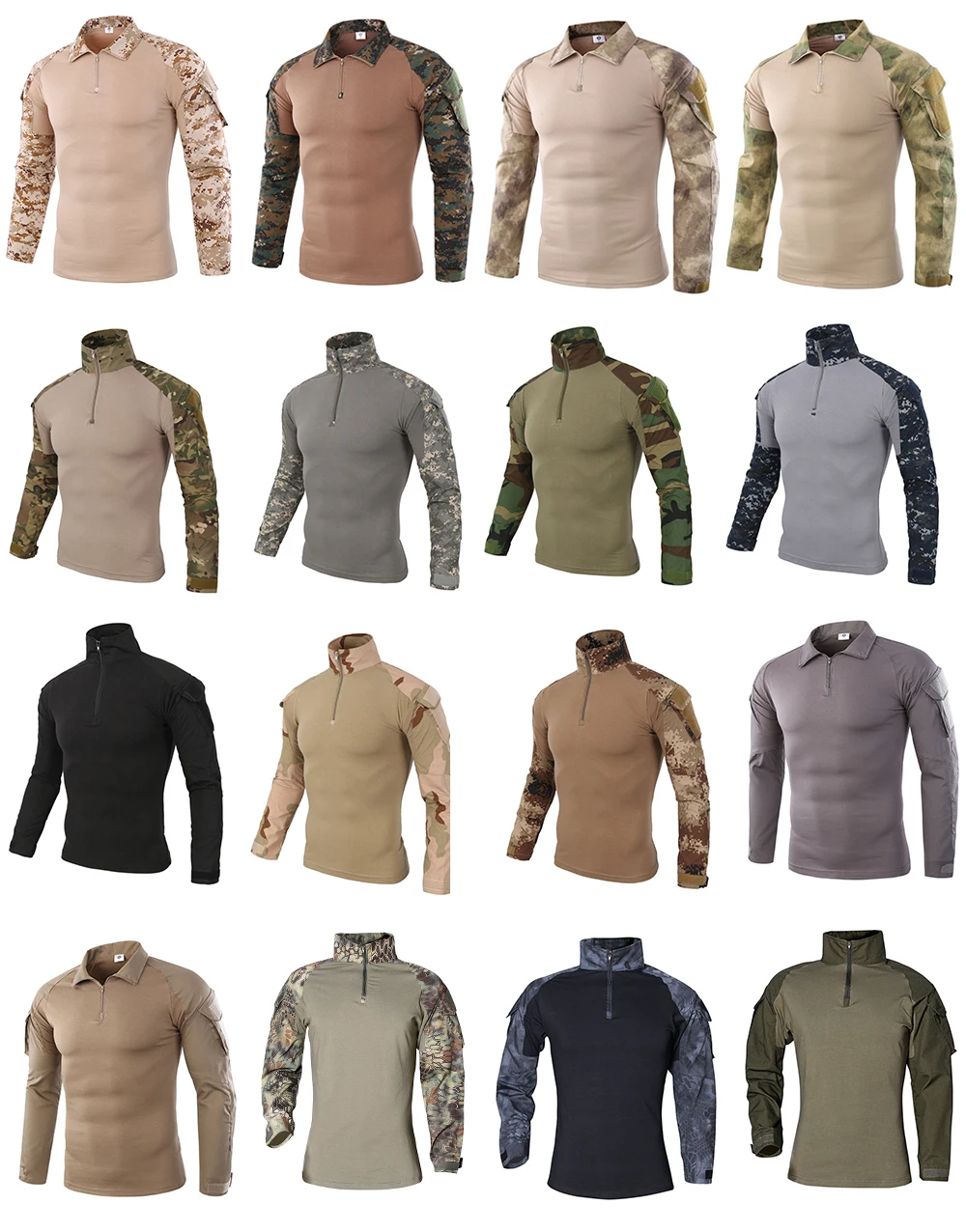 Online Camouflage Militärische Taktische Kampf Langarm Hemd Kraft Multicam Camo Armee Männer T Shirt Wandern Jagd Klettern Schießen