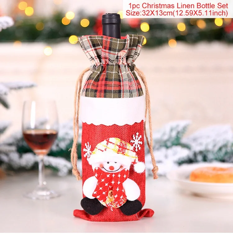 FENGRISE Santa Claus Wine Bottle Cover Christmas Decorations For Home Christmas Stocking Gift Navidad New Year's Decor - Color: style 21