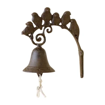

New-Iron Doorbell,Country Bird Doorbell,Wall-Mounted Front Doorbell,Farmhouse,Garden And Front Yard,Brown