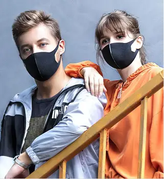 

5pcs Black Solid color Space fiber Dust breathable haze Mask Unisex Mouth Nose Mask Ear Hanging Safe proof face mouth masks