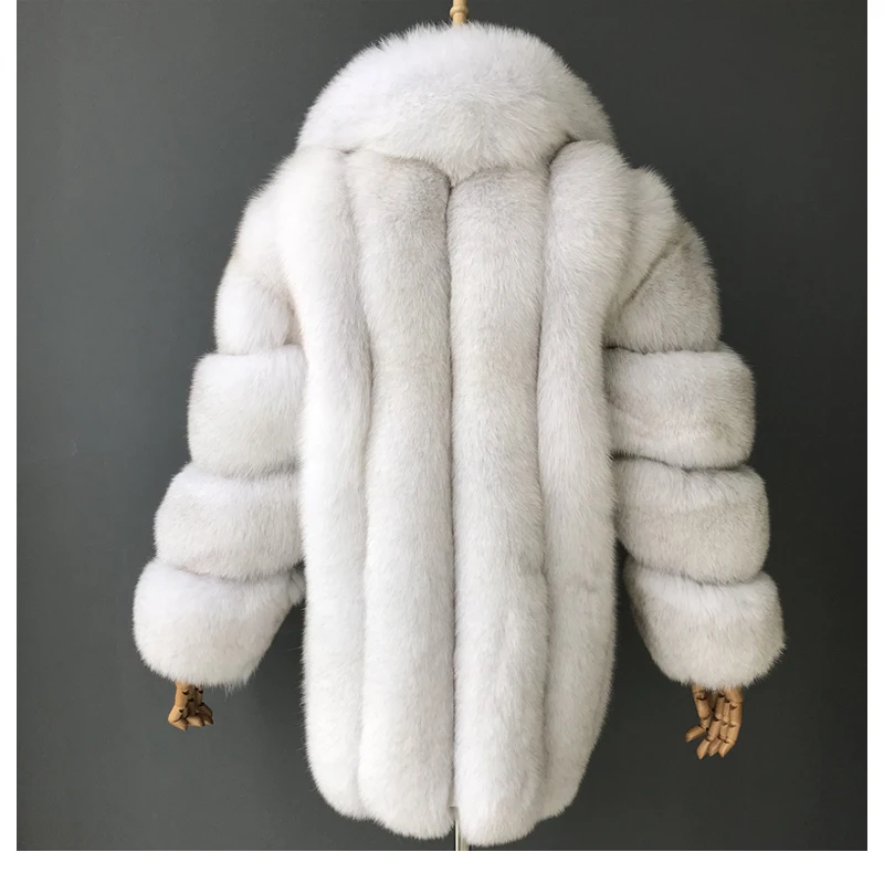 Женское зимнее плотное меховое пальто с отложным воротником лисица высокого качества пальто женская куртка из натурального Лисьего меха