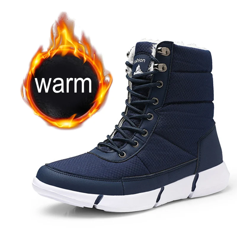 Новая мужская обувь модные Повседневное Для мужчин, зимние ботинки на шнуровке; одежда-надежные сапоги Мужские зимние сапоги Зимняя обувь мужская зимняя обувь - Цвет: Синий