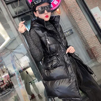 

2019 New Vest Black Women Hooded Loose Sleeveless Jacket Fashion Large Size Cotton Vest Thicken Slim Female Waistcoat JIU110
