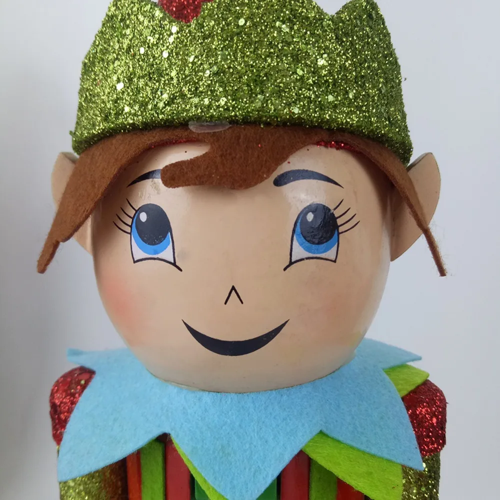 Snowman Nutcracker Black Top Hat And Red Green Scarf Wood Elf Christmas Decoration Nutcracker Gift