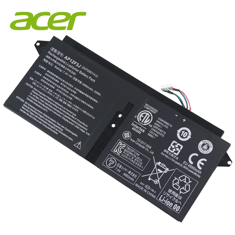 Аккумулятор для ноутбука acer AP12F3J для acer Aspire 13," ультрабук S7 S7-391 2ICP3/65/114-2 AP12F3J 7,4 V 4680 mAh/35WH