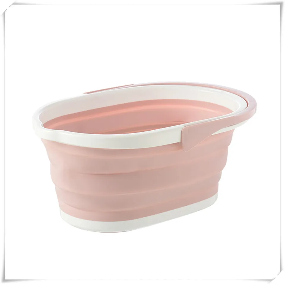 MSJO портативное складное ведро для туризма на открытом воздухе складное ведро для мытья автомобиля ванной комнаты лагерные принадлежности для кухни складное ведро для белья - Цвет: Folding Bucket pink