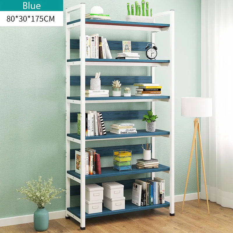 80cm-6L-blue Многослойная книжная полка напольная Книга в горшках, органайзер для хранения растений, книжный шкаф, полка для гостиной, домашняя мебель - Цвет: 80cm-6L-blue