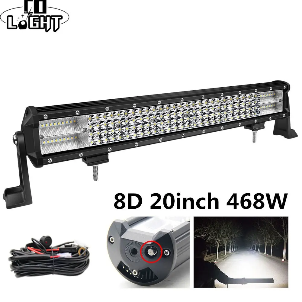 Co Luce 8D Barra Di Led 20 Pollici 468W 4X4 Led Worklight 12V 24V Spot Luce Di Inondazione Del Led Bar Per Auto Camion Del Trattore Lada Niva Uaz Atv 