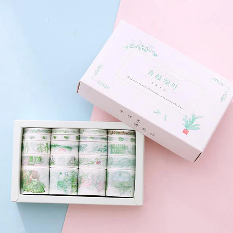 green leaf Лента для ручного счета подарочный набор девушка сердце Рука счет карта наклейка материал и лента бумага украшение для ноутбука подарок аксессуар для рукоделия - Цвет: green leaf