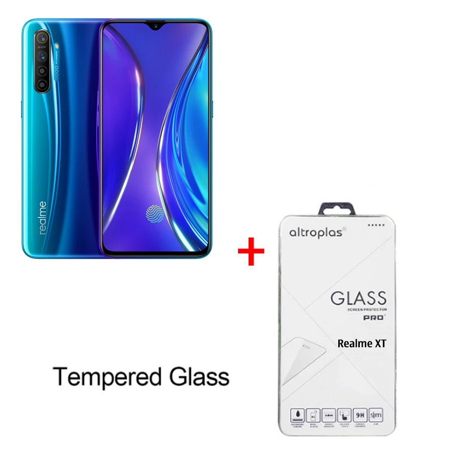 Европейская версия OPPO Realme XT 6/8GB 64/128GB Snapdragon 712 AIE 64MP Quad camera 4000mAh VOOC Быстрая зарядка NFC мобильный телефон - Цвет: Blue N Temper Glass