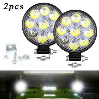 

Auto LED Work Light IP67 Waterproof Point Beam 2pcs 27W Round Bar Driving