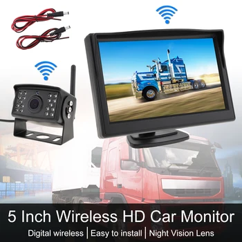 

5 Inch Digital Wireless Backup Camera Rear View Camera System HD TFT LCD Vehicle Rear View Monitor 18IR LED Night Vision Camera