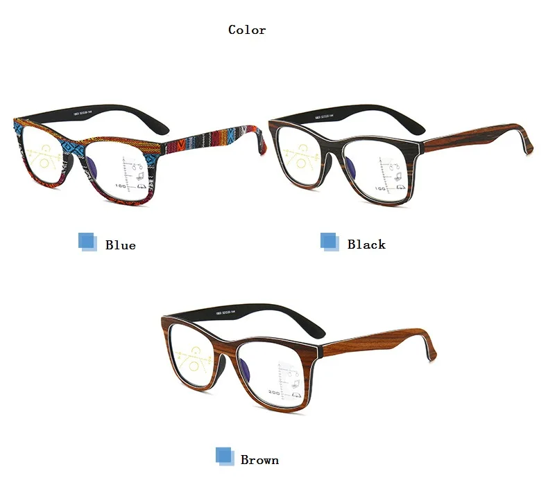 LONSY модные деревянные зерна прогрессивные очки для чтения анти синий светильник дальноззоркость очки диоптрий с+ 100,+ 200,+ 300,+ 400