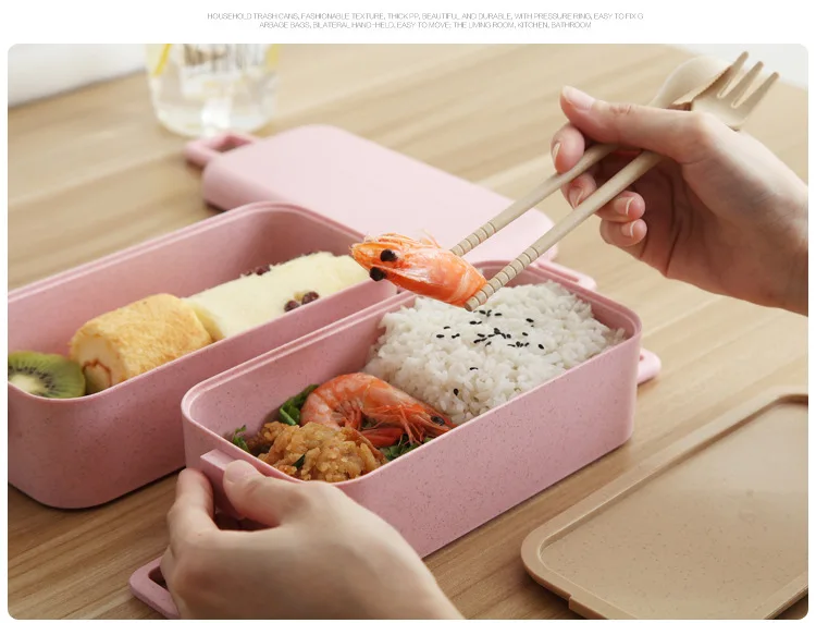 Пластиковый Ланч-бокс экологичный прямоугольник высокой емкости герметичный микроволновый Bento box с подогревом детское питание контейнер