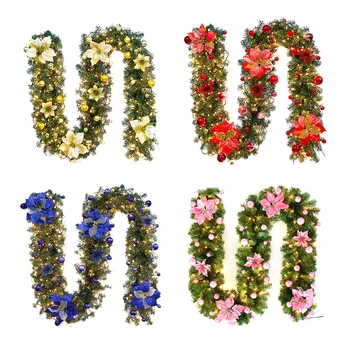 

2.7m Christmas Garland Colorful Christmas Decor Christmas Tree Ornaments with LED String Light Home Party Wedding Decor Dropship