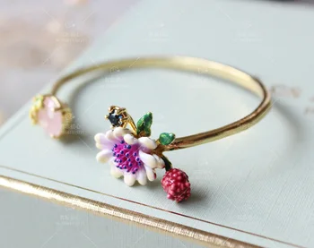 

2020 Pulseiras Feminina Viking Bracelet Bangles Pulseiras Symphony Of Enamel Glaze Flower Daisies Leaves Sea Anemone Dark Gem