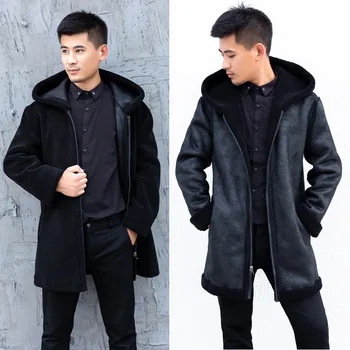 

S-6XL New Fashion Autumn and Winter Clothing Plus Size Hooded Overcoat Men Faux Fur Coat