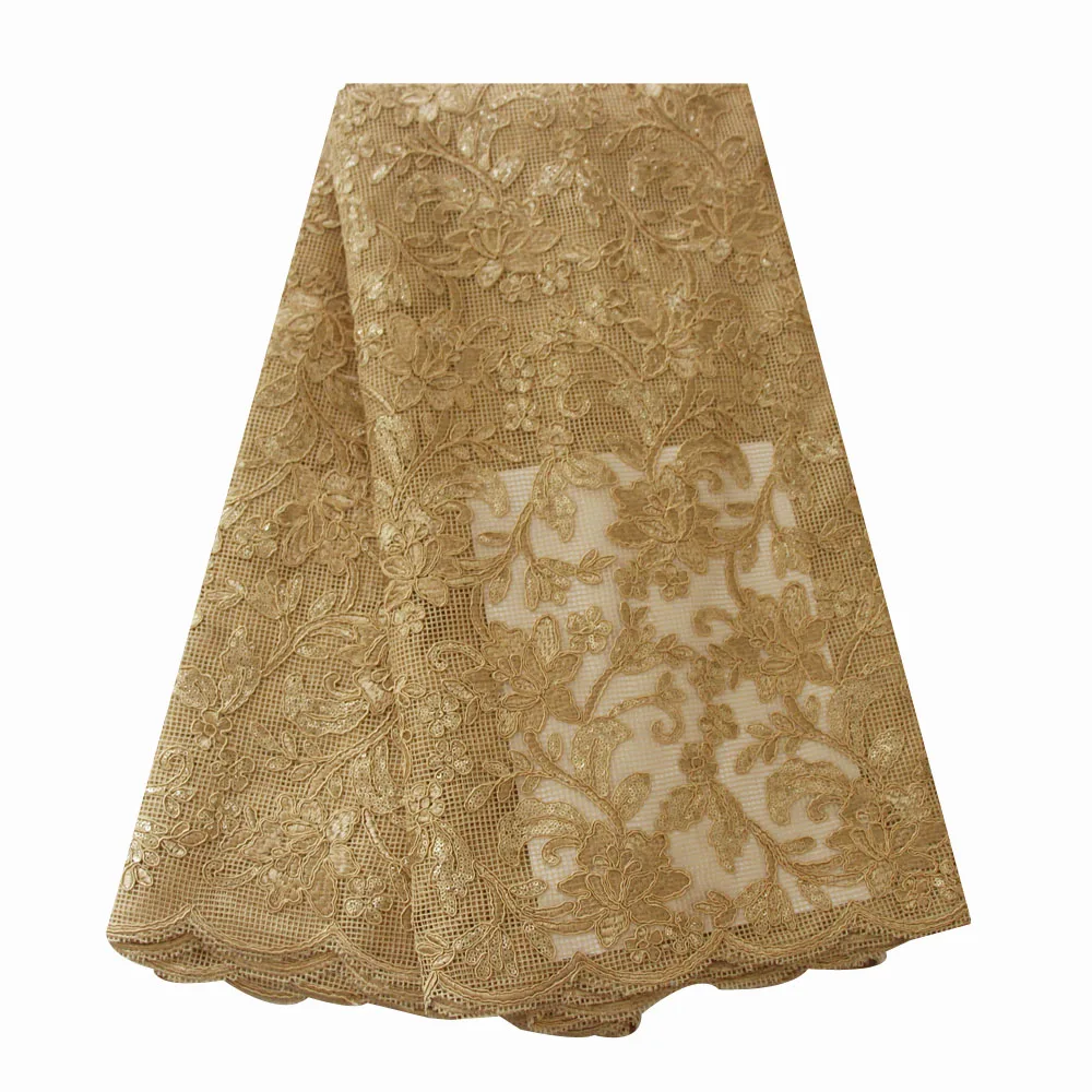 

Wedding Yellow Lace fabric Embroidered Fabric 2019 Latest Nigerian Lace Fabric For African Aso Ebi