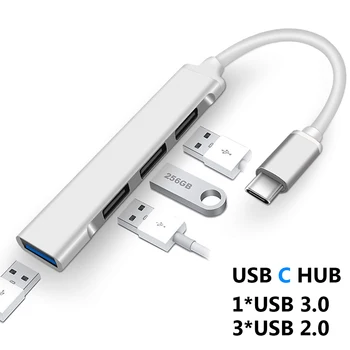 

4 Port USB Type-C Hub USB 3.0 HUB Splitter High Speed Mini Aluminum Alloy OTG Adapter USB Expander For MacBooK Pro For HUAWEI