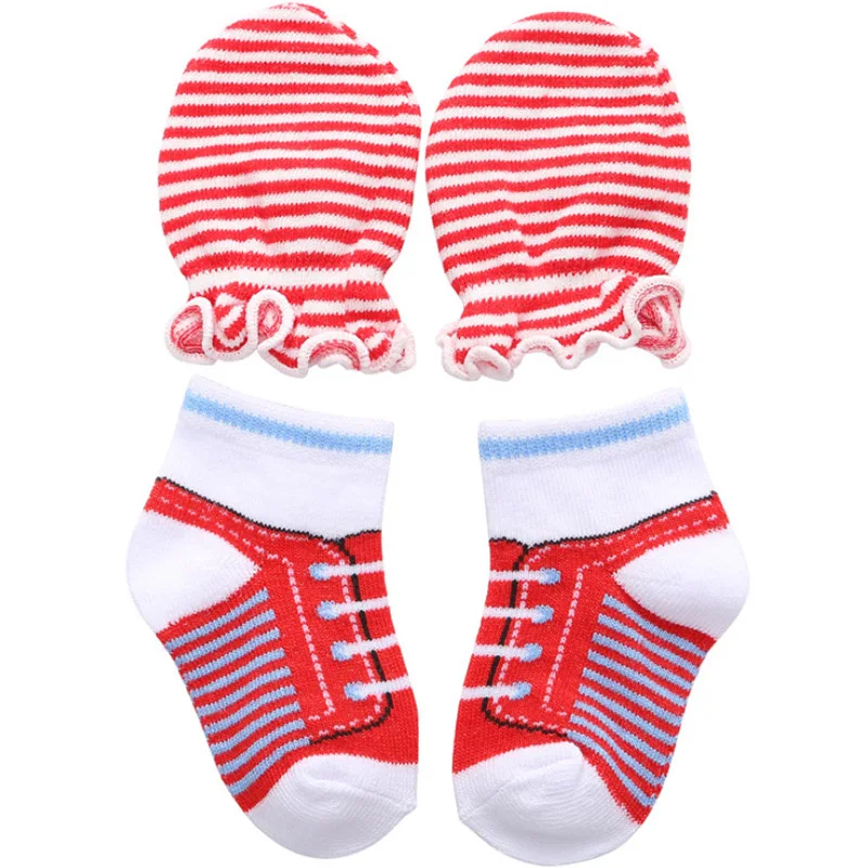 Red Shoelace Носки детские носки для новорожденных хлопковые полосатые носки с рисунками для малышей спортивные детские перчатки+ носки для мальчиков, Комплект «i love mum», носки для малышей - Цвет: Red Shoelace