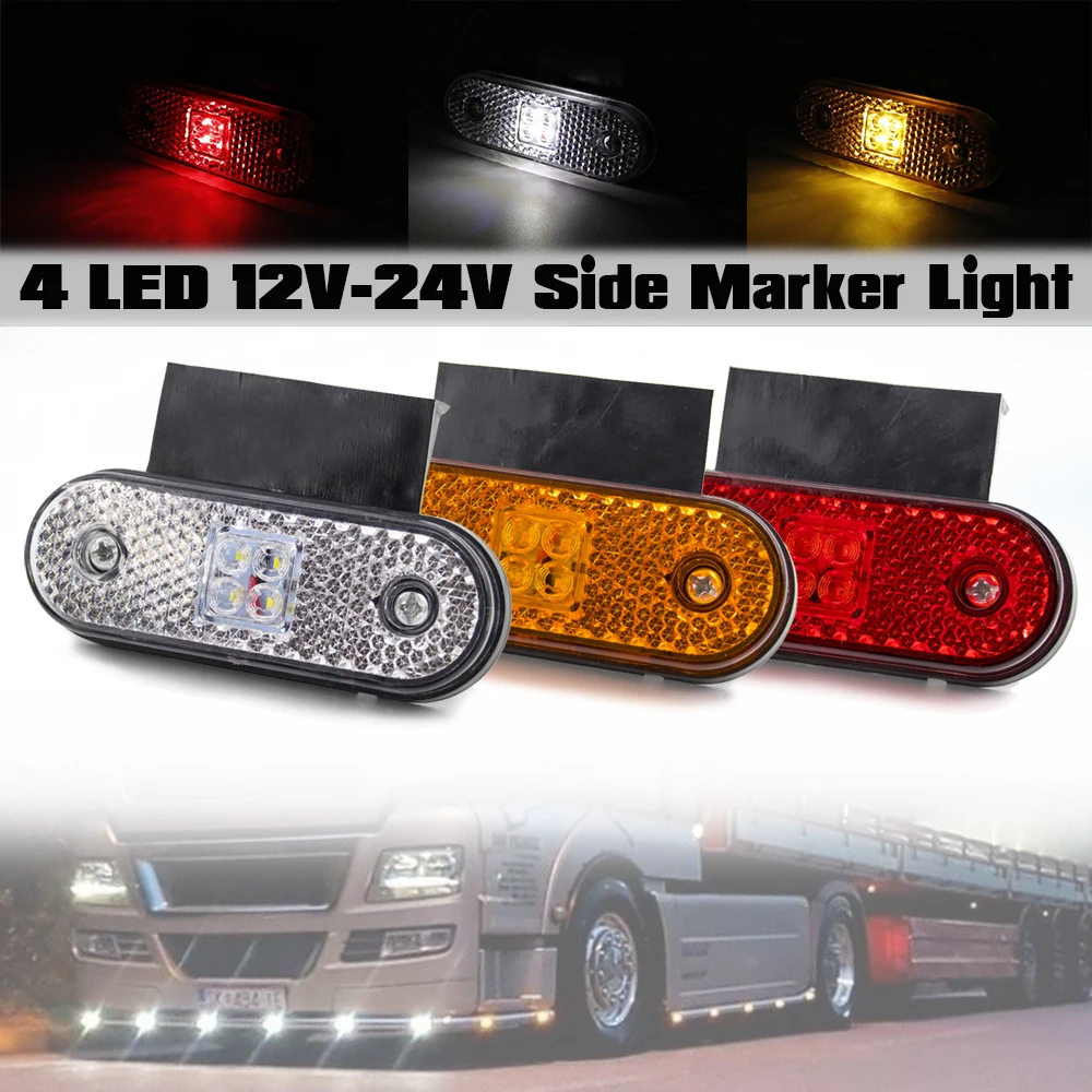 4/6/10Pcs 4 LED 12V 24V Side Marker Light Turn Signal Rear Tail Clearance Lamp Car Truck Tractor RV Trailer Lorry Pickup Bracket |
