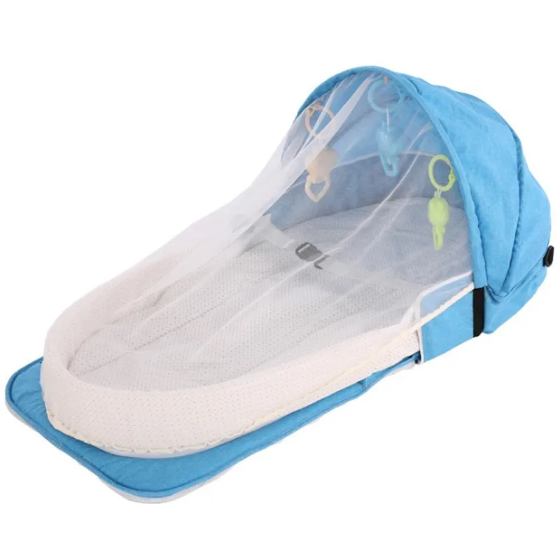 Portable Bassinet For Baby Bed Travel Foldable Sun Protection Mosquito Net Breathable Infant Sleeping Basket (include Free Toy)