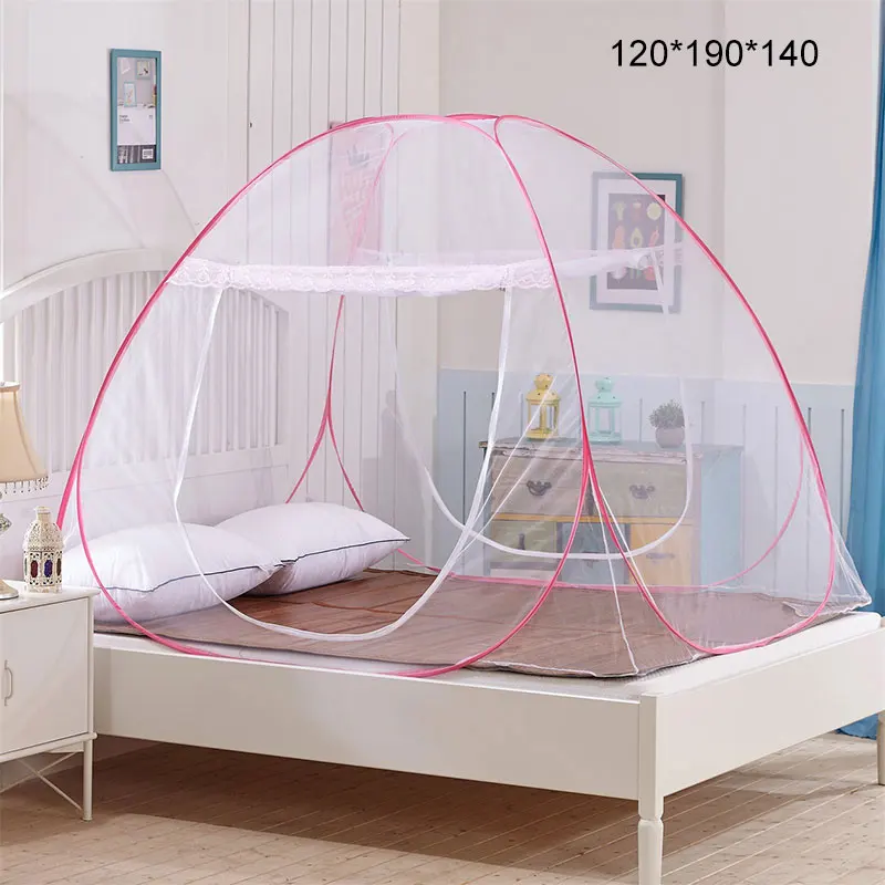pink 120cmx190cmx140 Новая москитная сетка Складная Анти-москитная Пылезащитная высокая плотность для дома путешествия кемпинга - Цвет: pink 120cmx190cmx140