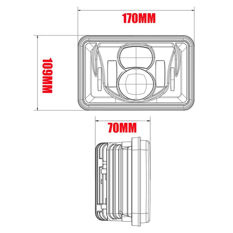 1pc 4x6 Led Headlights Dot Approved With High Low Beam Led Work Light Bar Headlight Driving Lamp 6500k Spotlight