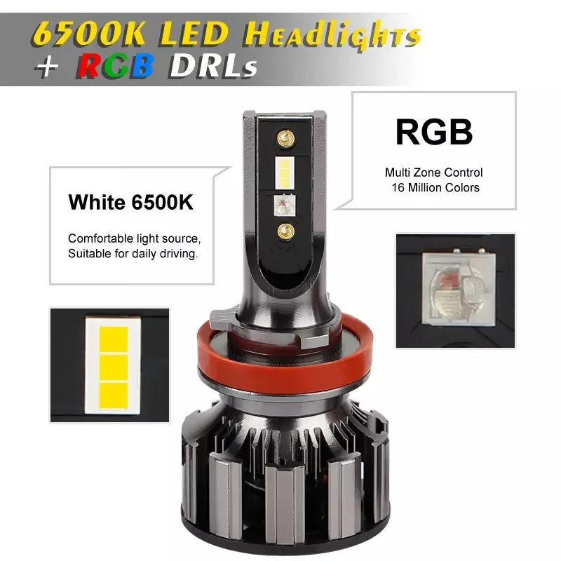 2pcs rgb 9005 h8 h7 h1 h3 h4 rgb led auto auto scheinwerfer 5050 led nebels  chein werfer lampe mit fernbedienung auto styling 12v - AliExpress