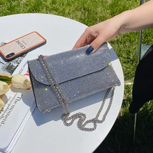 

Luxury Diamond Shoulder Bag Metal Wind Dinner Bag Women's Handbag Square Chain Messenger Bag Bar Fashion Wallet