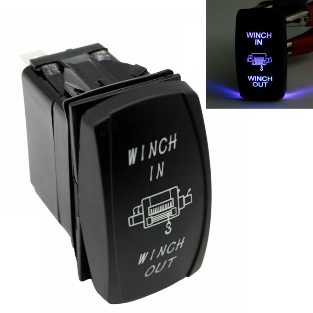 

1 Piece LED Laser Rocker Winch IN OUT Switch Blue Fit For Jeep Polaris UTV Truck Boat 7PIN Switches & Relays