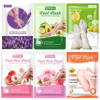 

6Pair Exfoliating Foot Mask Lavender/Rose Whitening Feet Mask Peeling Dead Skin Calluses Socks for Pedicure Socks Foot Patch