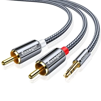 

Essager RCA Audio Cable Jack 3.5 to 2 RCA Cable 3.5mm Jack to 2RCA Male Splitter Aux Cable for TV PC Amplifiers DVD Speaker Wire
