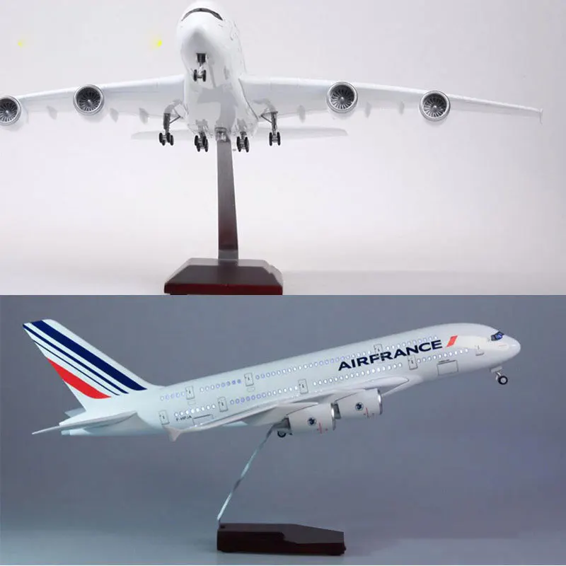 45,5 см 1/160 масштаб самолет Airbus A380 Air Франция авиакомпания Модель W светодиодный светильник и колеса литой пластик Смола самолет F коллекция