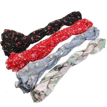 

115cm Printe Chiffon Square Hijab Scarf Chiffon Wraps Flower Shawls Muslim Lightweight Headband Wraps Islamic Scarves
