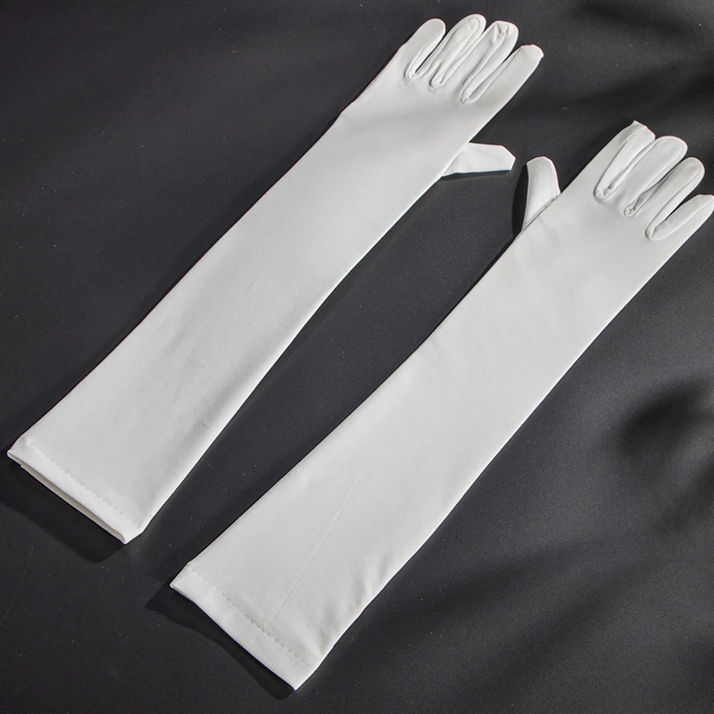 White Перчатки черные Уникальные Синие Свадебные перчатки короткие с отделкой из спандекса желтые Свадебные аксессуары женские наручные длинные красные свадебные перчатки ST311 - Цвет: White