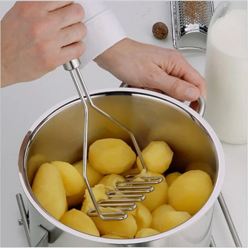 Potato Masher Stainless Steel Wire Hand Masher Kitchen Gadget Baking Tool for Vegetables and Fruits 