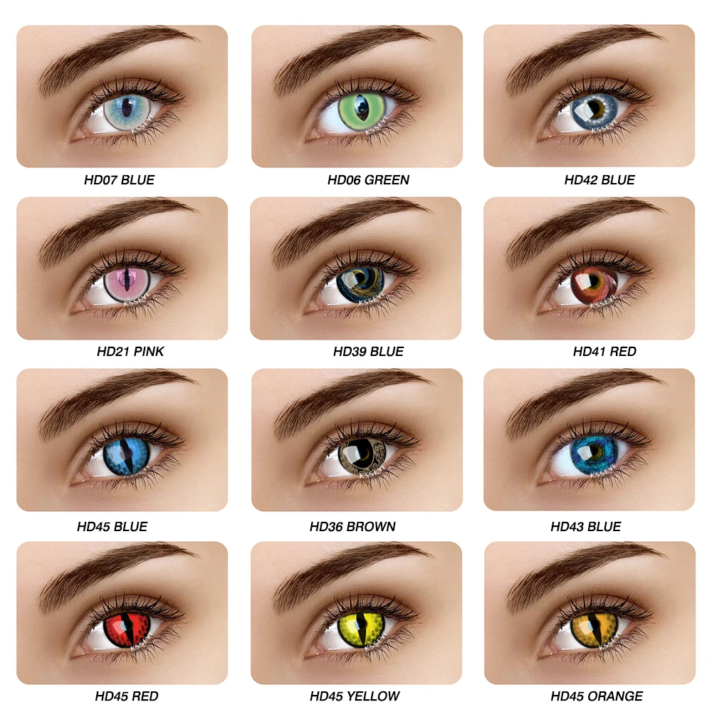 

Cat Eye Contact Lenses For Cosplay Halloween Contact Lens Multiple Choice 1 Pair 2 Pieces Free Case Anime Eye Contact