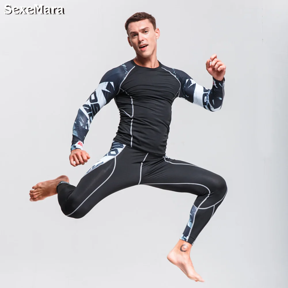 New Men's Thermal Underwear Sports Suit Tights Men Long Johns Jogging Leggings Fitness Gym Clothing Leggings Rashgard male